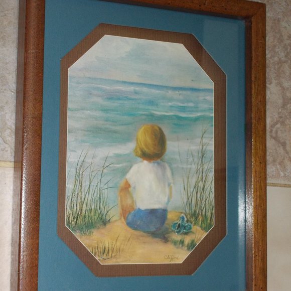 Remarkable Boy on the Beach, anyone you know! approximately 12"x15 1/4" - Picture 1 of 6